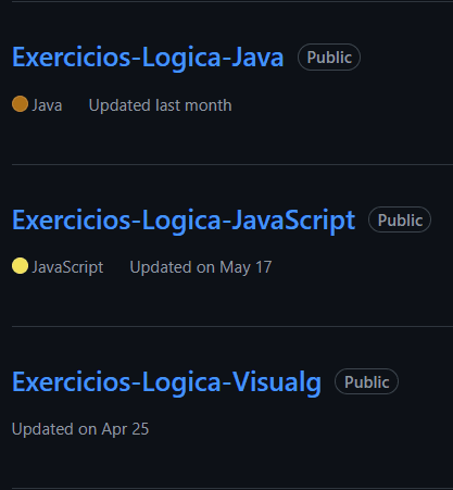 Exercicíos Lógica de Programação